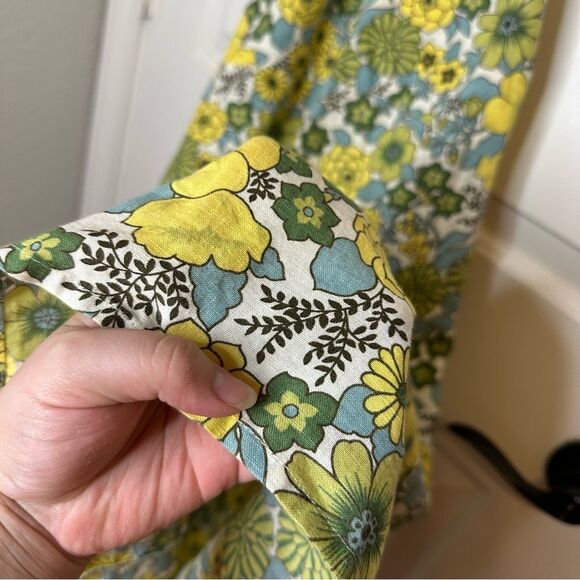 Y2K Old Navy Yellow Green Multicolor Floral Halter Mini Dress Sz 4 Coconut Girl - Picture 4 of 7